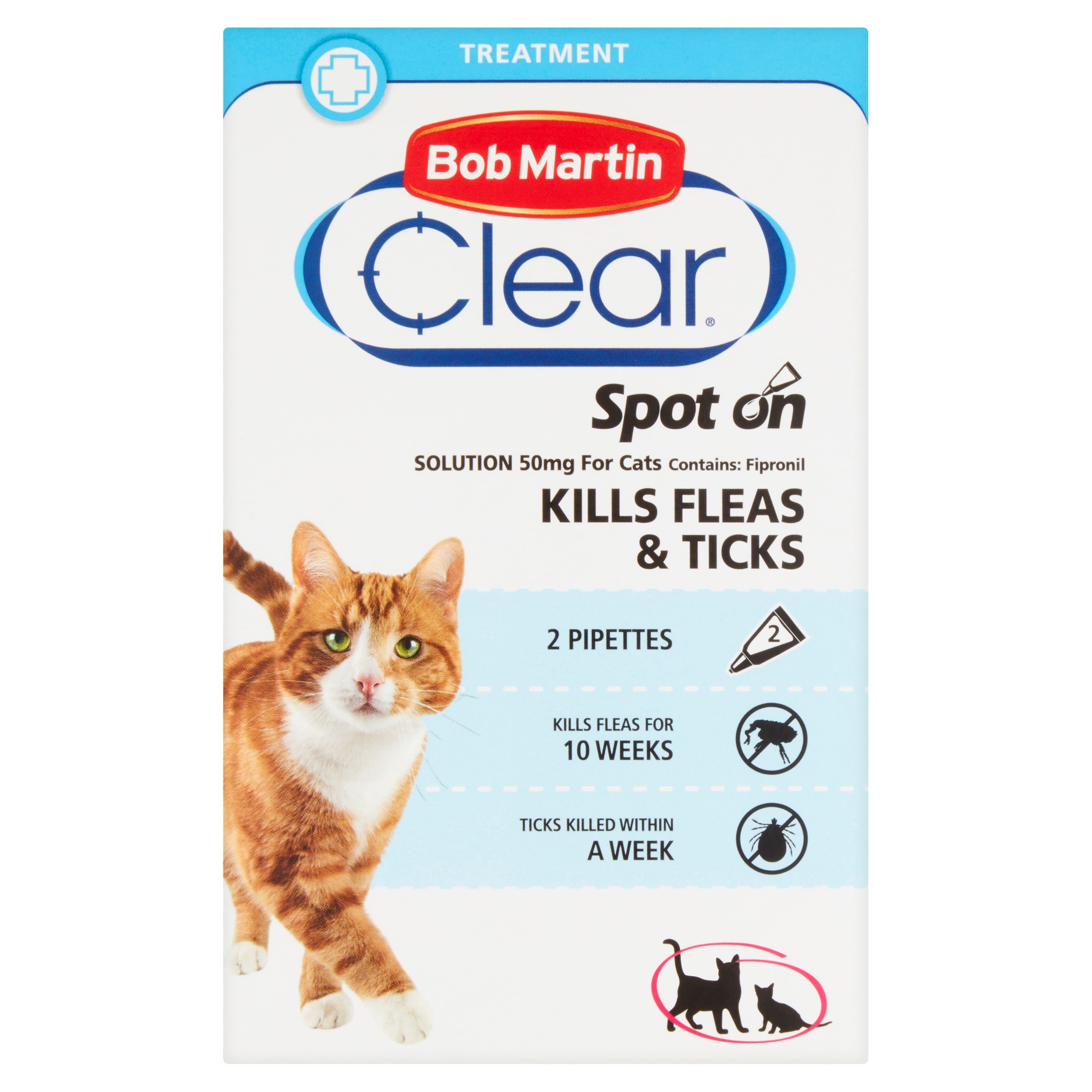 Bob Martin Clear Flea & Tick Spoton for Cats 2 Pipette