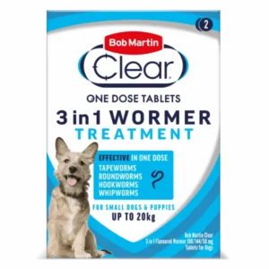 Bob Martin Clear 3in1 Flavoured Wormer Tablets for Dogs - Pack of 2