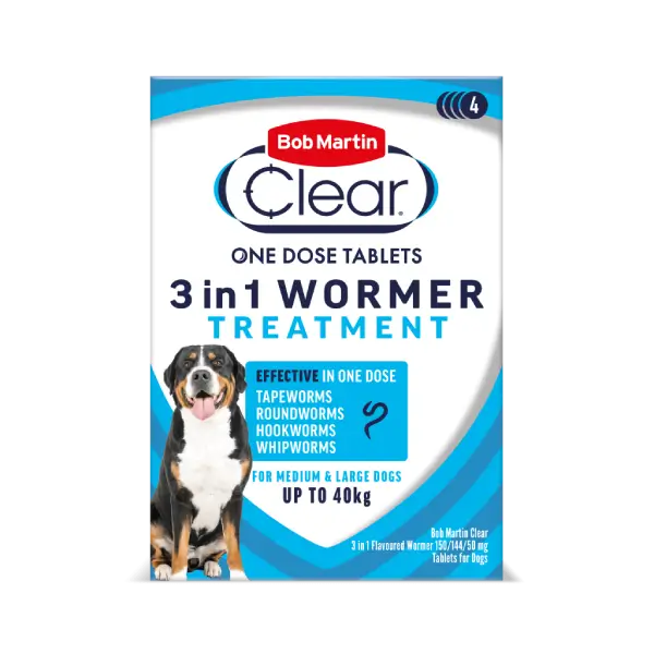 Bob Martin Clear 3in1 Flavoured Wormer Tablets for Dogs
