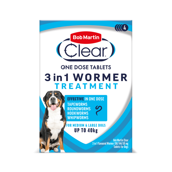 Bob Martin Clear 3in1 Flavoured Wormer Tablets for Dogs - Pack of 4