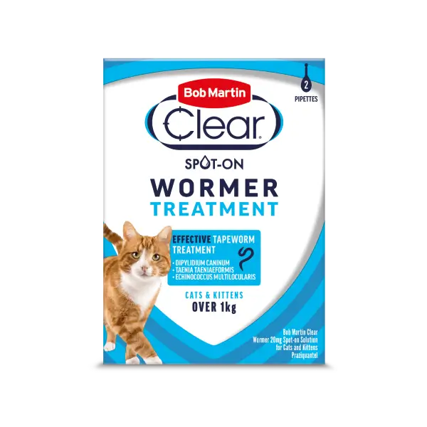 Bob Martin Clear Spot-On Wormer for Cats & Kittens - 2 Pipettes