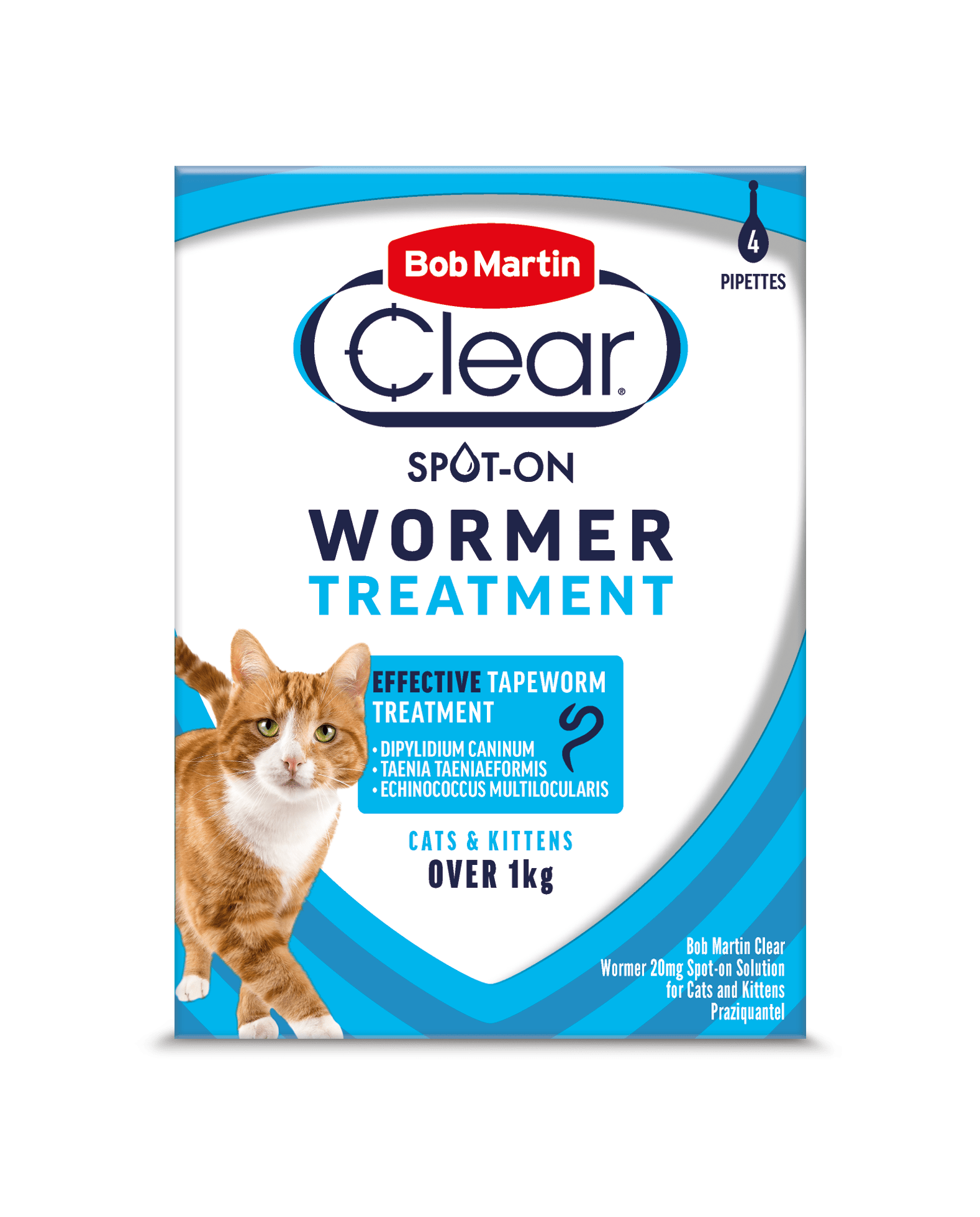 Bob Martin Clear Wormer Spot On for Cats and Kittens 4 Pipettes Bob Martin
