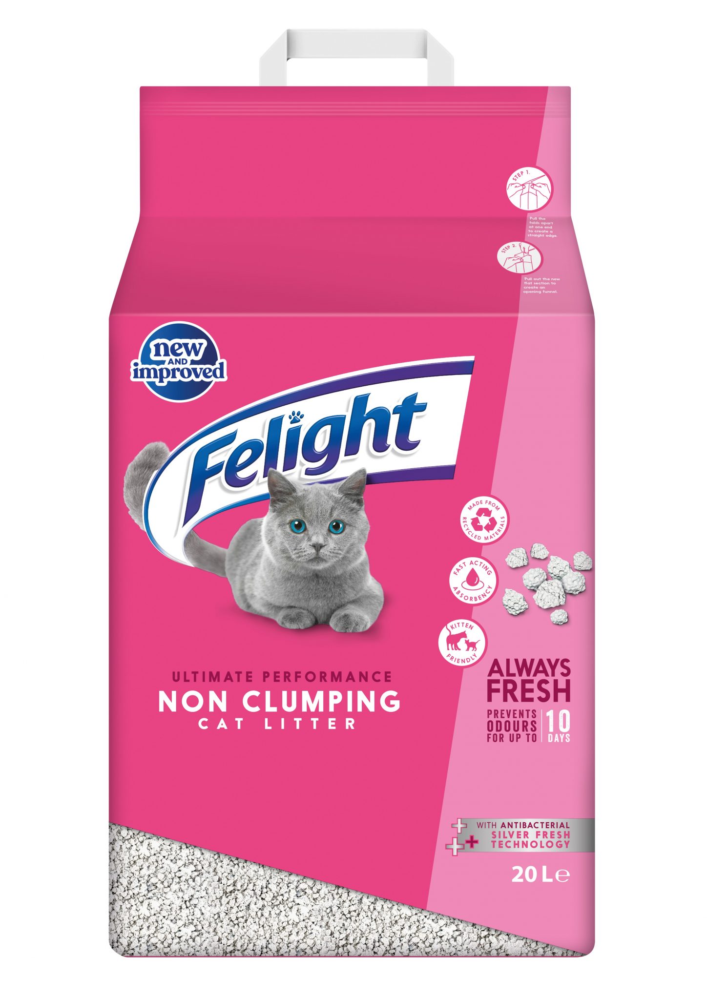 Felight Antibacterial NonClumping Cat Litter 20L Bob Martin