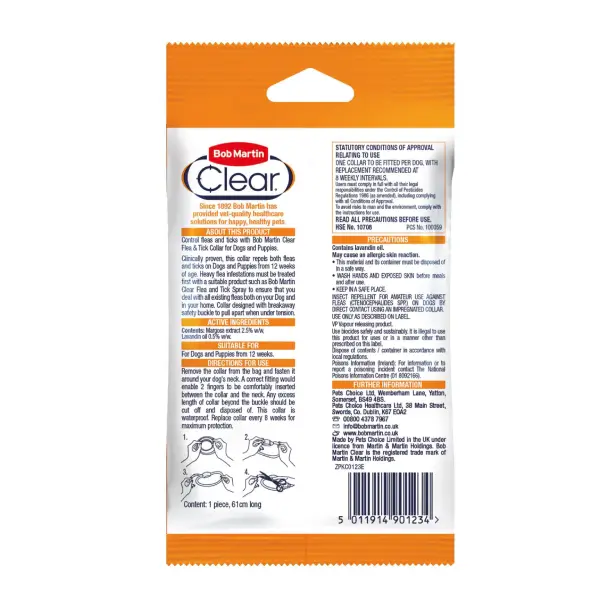 Bob Martin Clear Flea & Tick Repellent Collar for Dogs & Puppies - Image 2