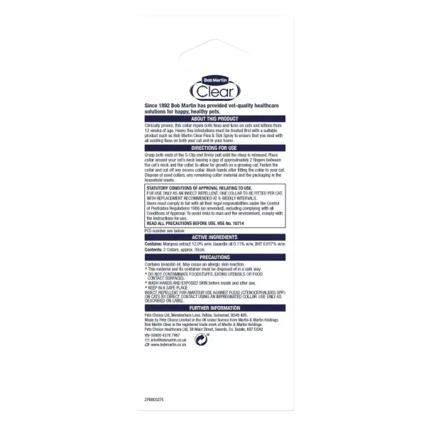 Bob Martin Clear Repellent Collar for Cats - Velvet Twin pack - Image 2
