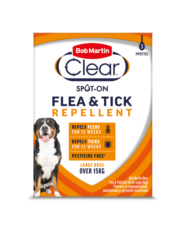 Bob Martin Clear Pesticide Free Repellent Spot-On for LARGE Dogs - 3 Pipettes