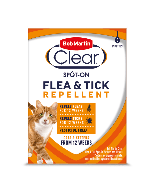 Bob Martin Clear Pesticide Free Repellent Spot-On for Cats - 3 Pipettes