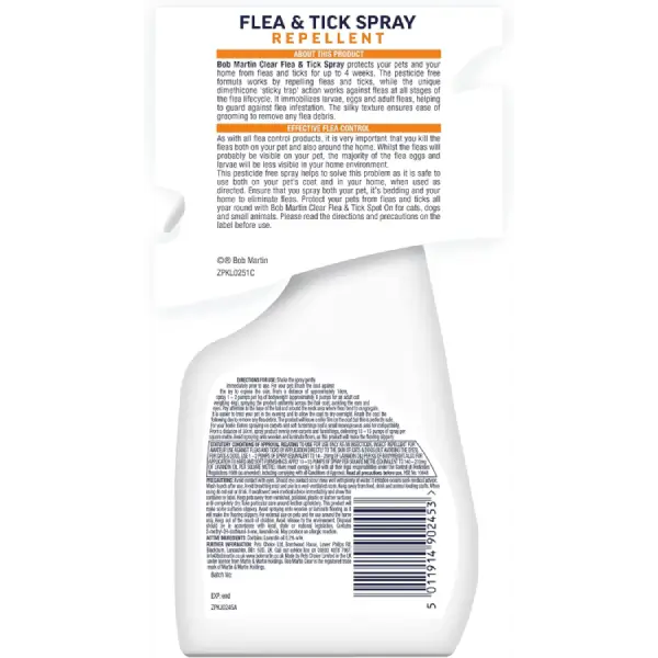 Bob Martin Clear Flea & Tick Repellent Spray For Pets - 300ml - Image 2