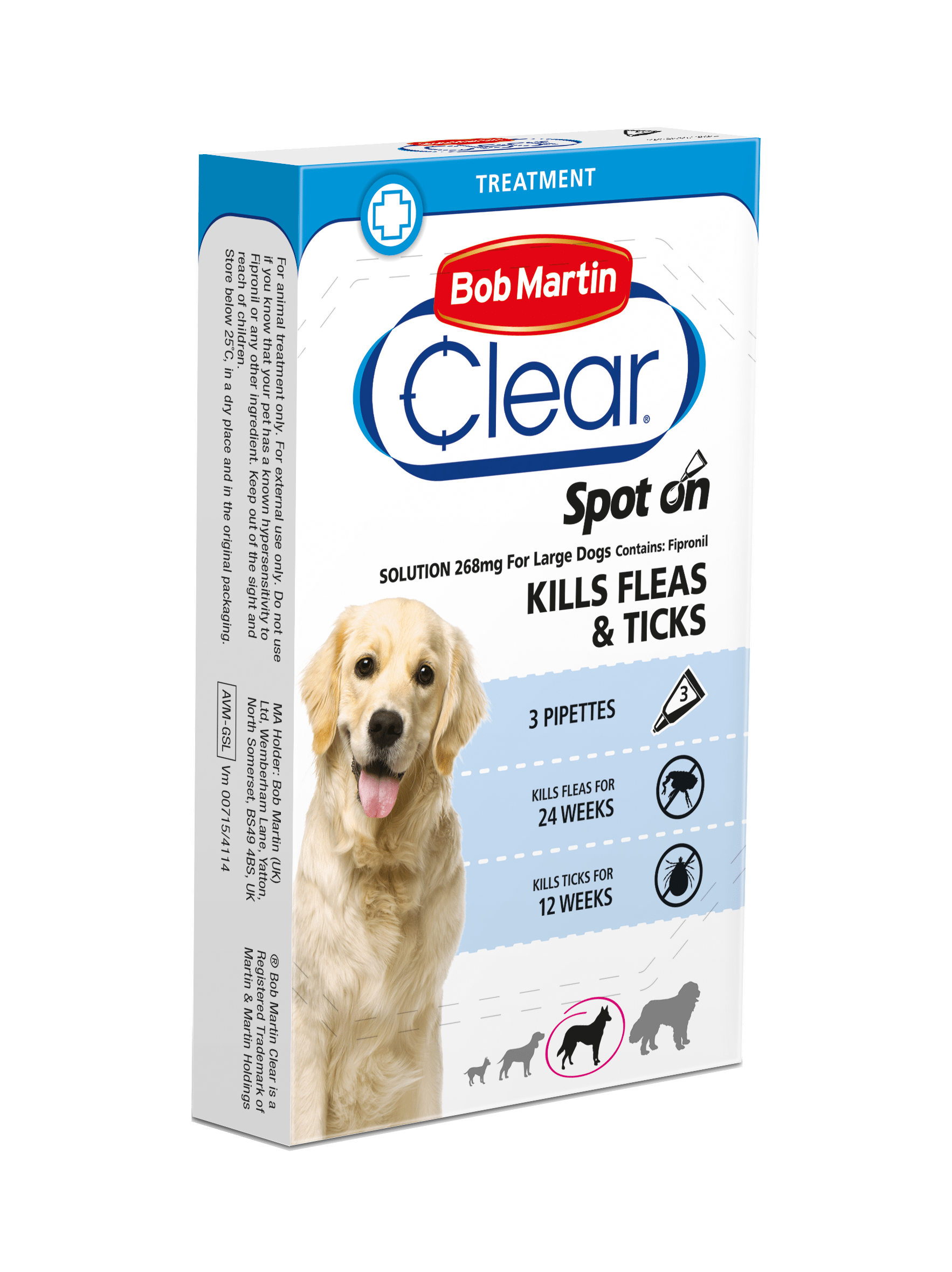 Bob Martin Spot On Für Große Hunde Bob Martin Clear Spot-On for LARGE Dogs - 3 Pipettes - Bob Martin