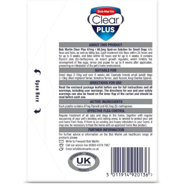 Bob Martin Clear Plus Spot-On for SMALL Dogs - Image 2