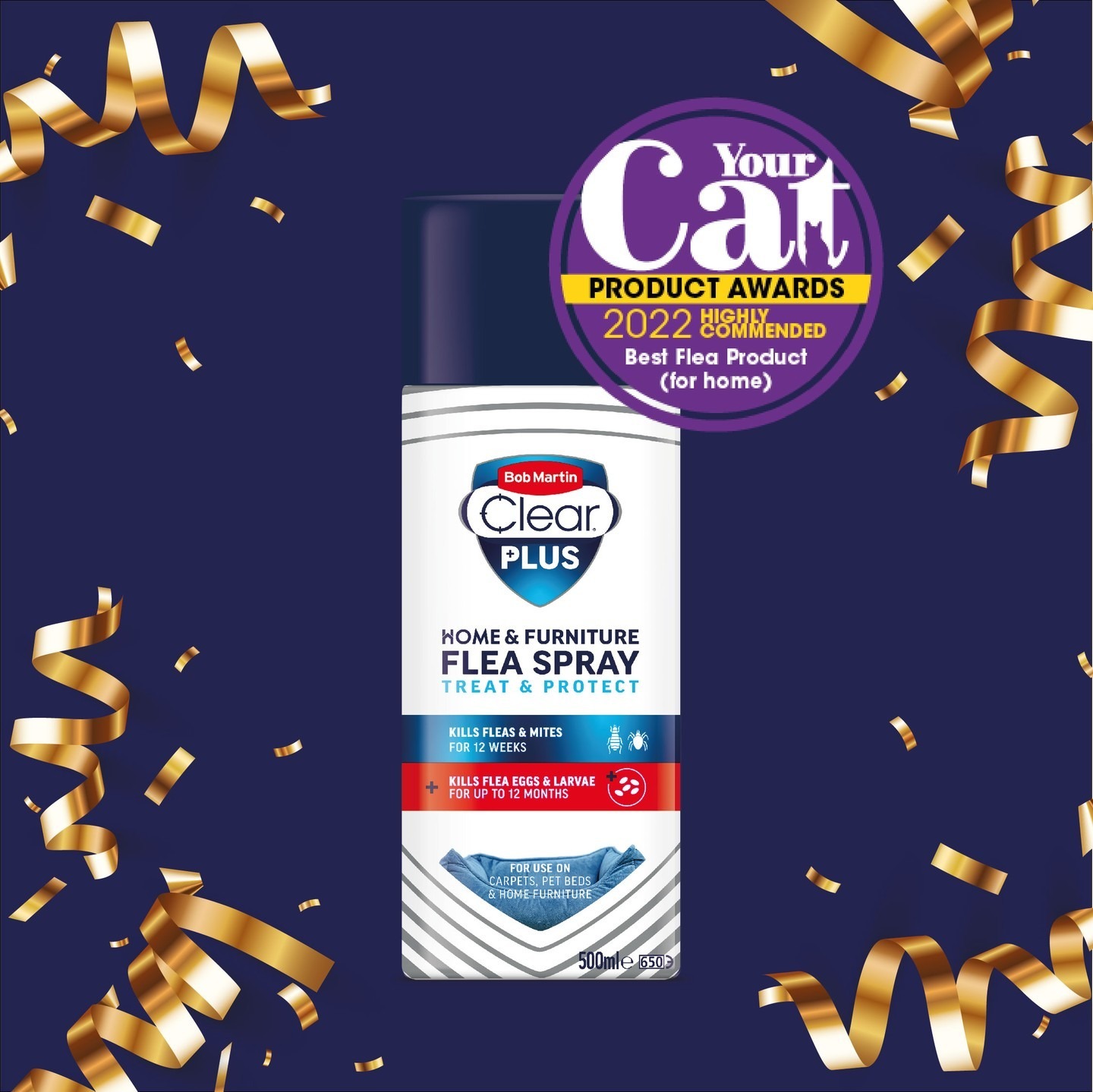 Our Clear Plus Spray has been recognised as a highly commended product in the Your Cat Best Flea Product Award 🙌😺

We want to say a big thank you to everyone who voted for us, it really does mean a lot 💛

 #BobMartin #PetHealthcare #Flea #Worm #Dog #Cat #SpotOn #Pets #PetsOfInstagram #PetCare #PetTips #PetHealth #HealthyPets #ActivePets #award