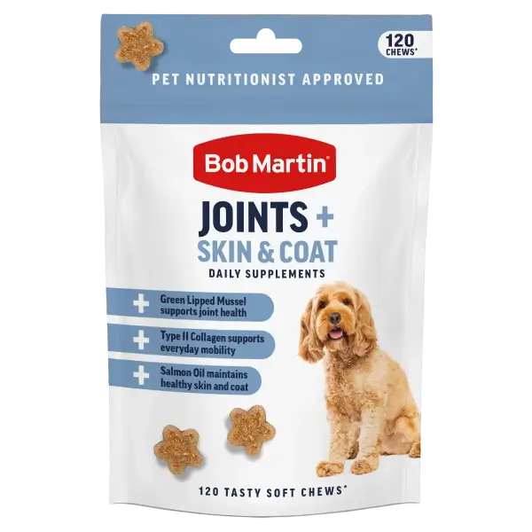 Bob Martin Dog Supplement Joints + Skin Coat 200g- front of pack